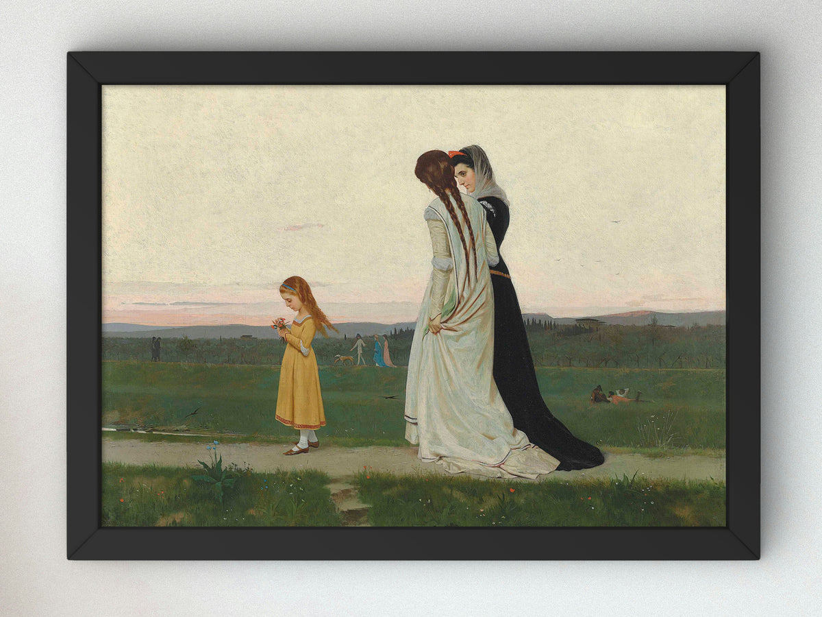 The Evening Walk, Environs of Florence by Raffaello Sorbi 1870, Wall Art Print, Fine Art Reproduction, Museum Quality Decor, Poster