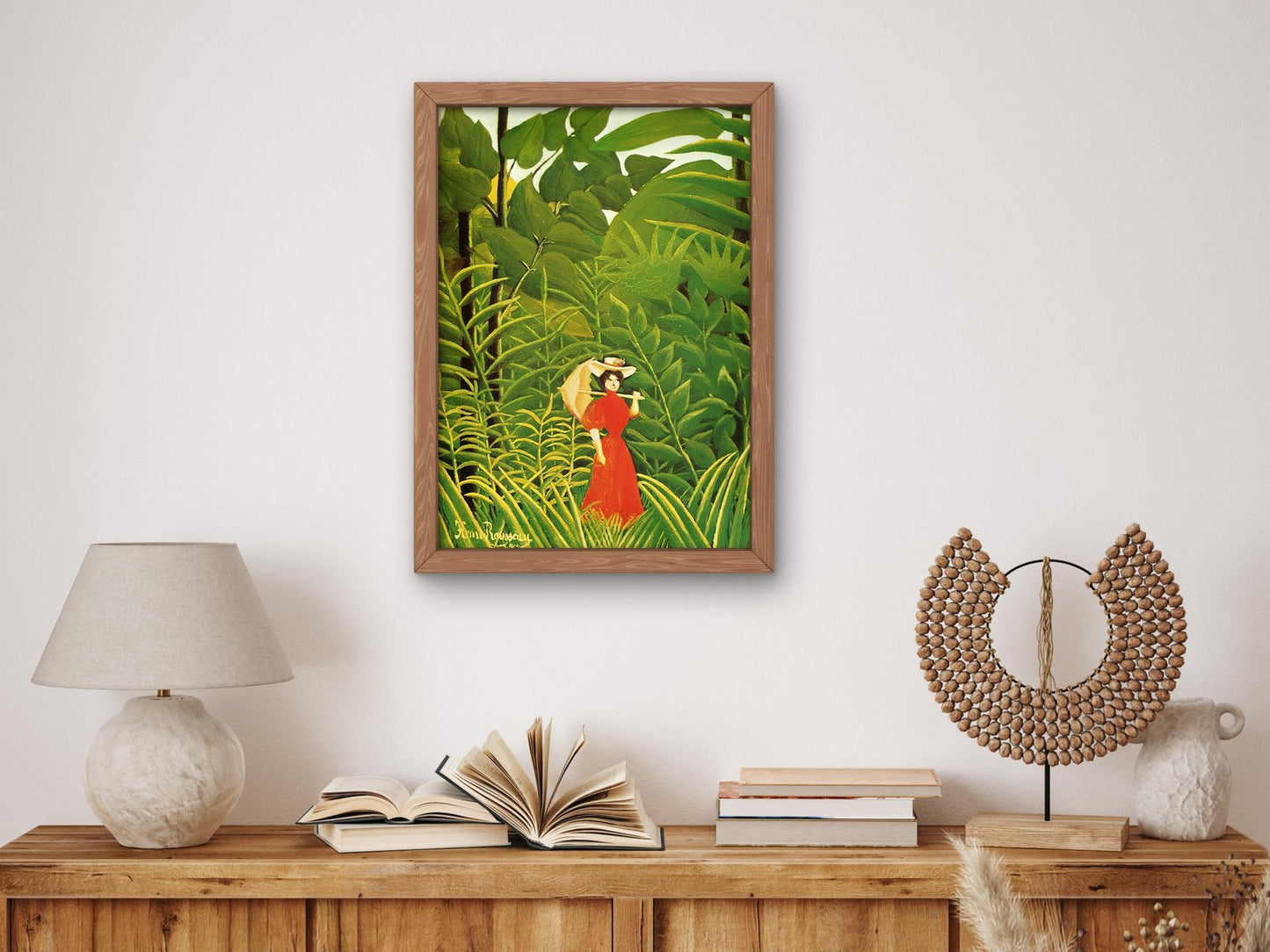 Femme en Rouge dans la Forêt by Henri Rousseau, 1905, Post-Impressionism, fine art print