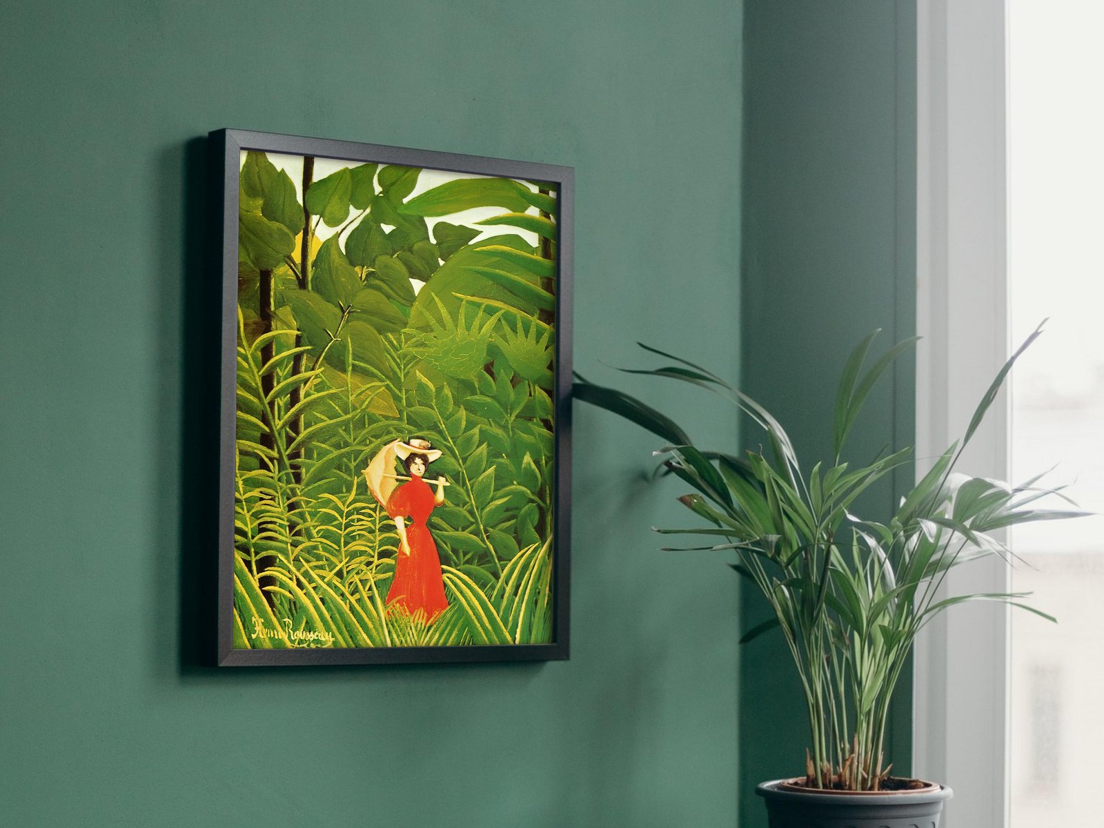 Femme en Rouge dans la Forêt by Henri Rousseau, 1905, Post-Impressionism, fine art print