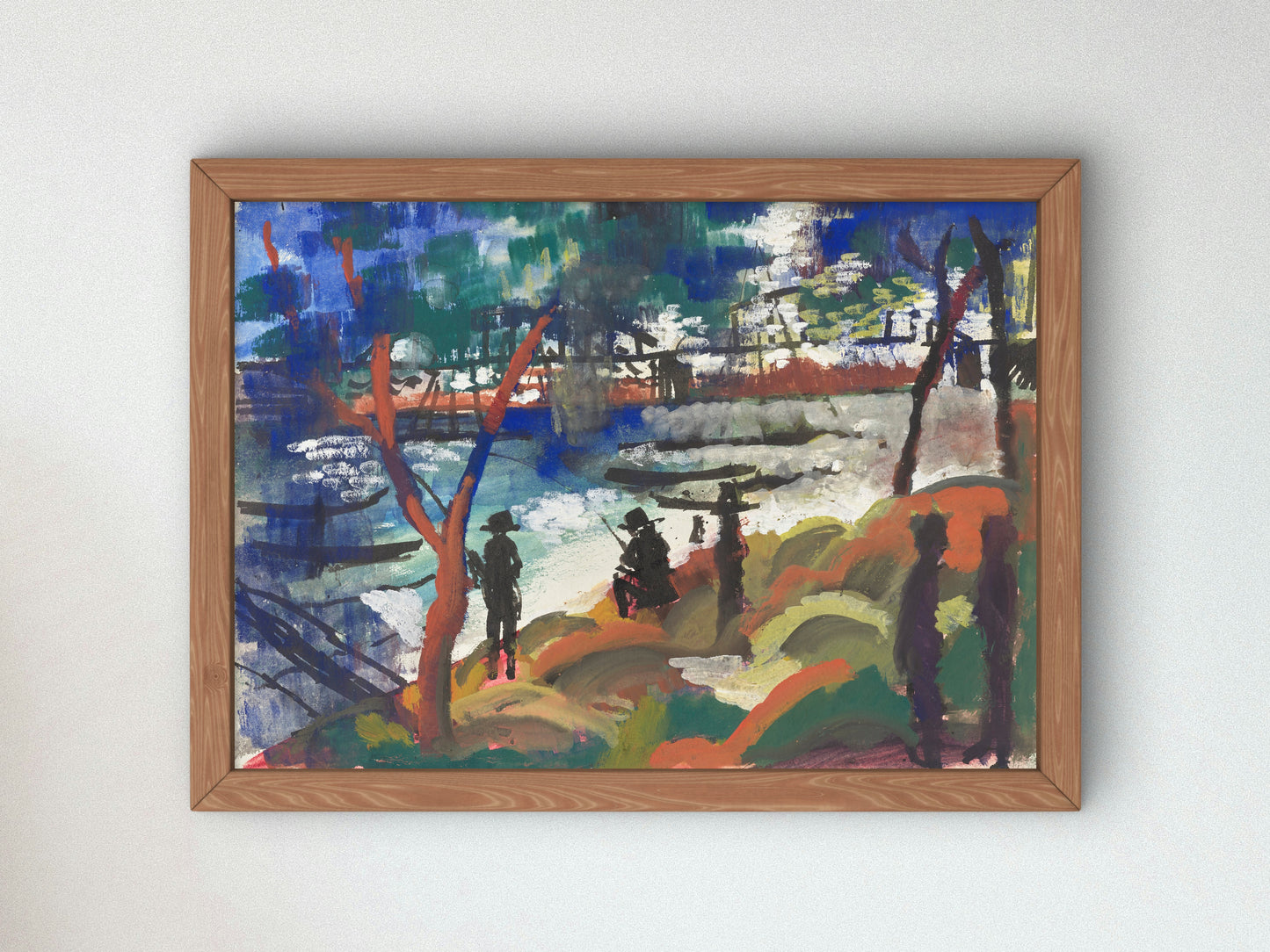 Angler on the River by August Macke 1913, Wall Art Print, Fine Art Reproduction, Museum Quality Decor, Poster