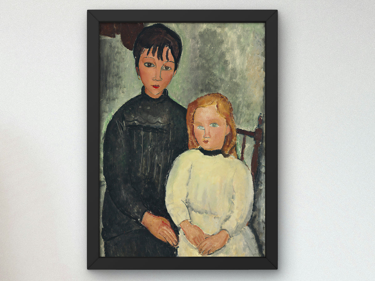 The Two Girls by Amedeo Modigliani 1918, Wall Art Print, Fine Art Reproduction, Museum Quality Decor, Poster
