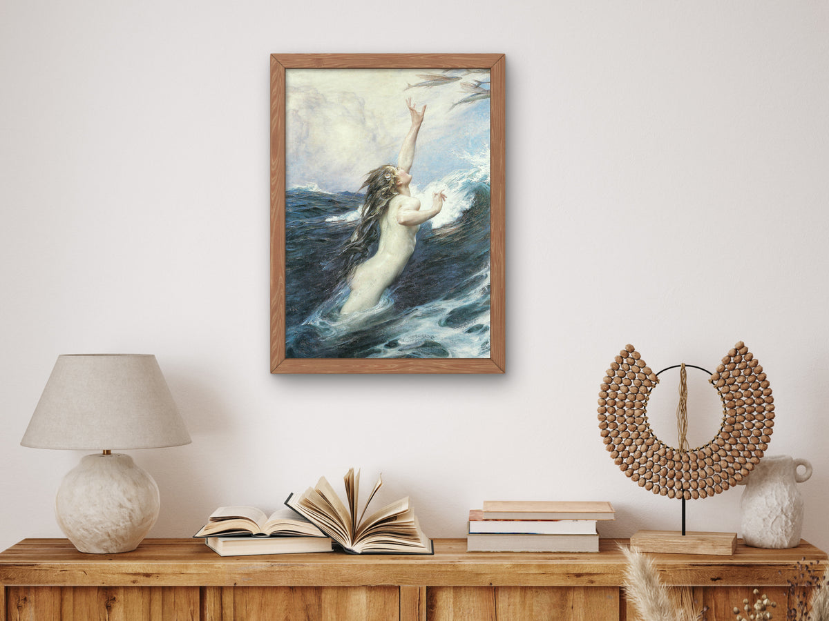 Flying Fish by Herbert James Draper 1910, Wall Art Print, Fine Art Reproduction, Museum Quality Decor, Poster