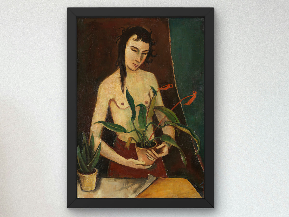 Woman with Plants by Karl Hofer 1922, Wall Art Print, Fine Art Reproduction, Museum Quality Decor, Poster