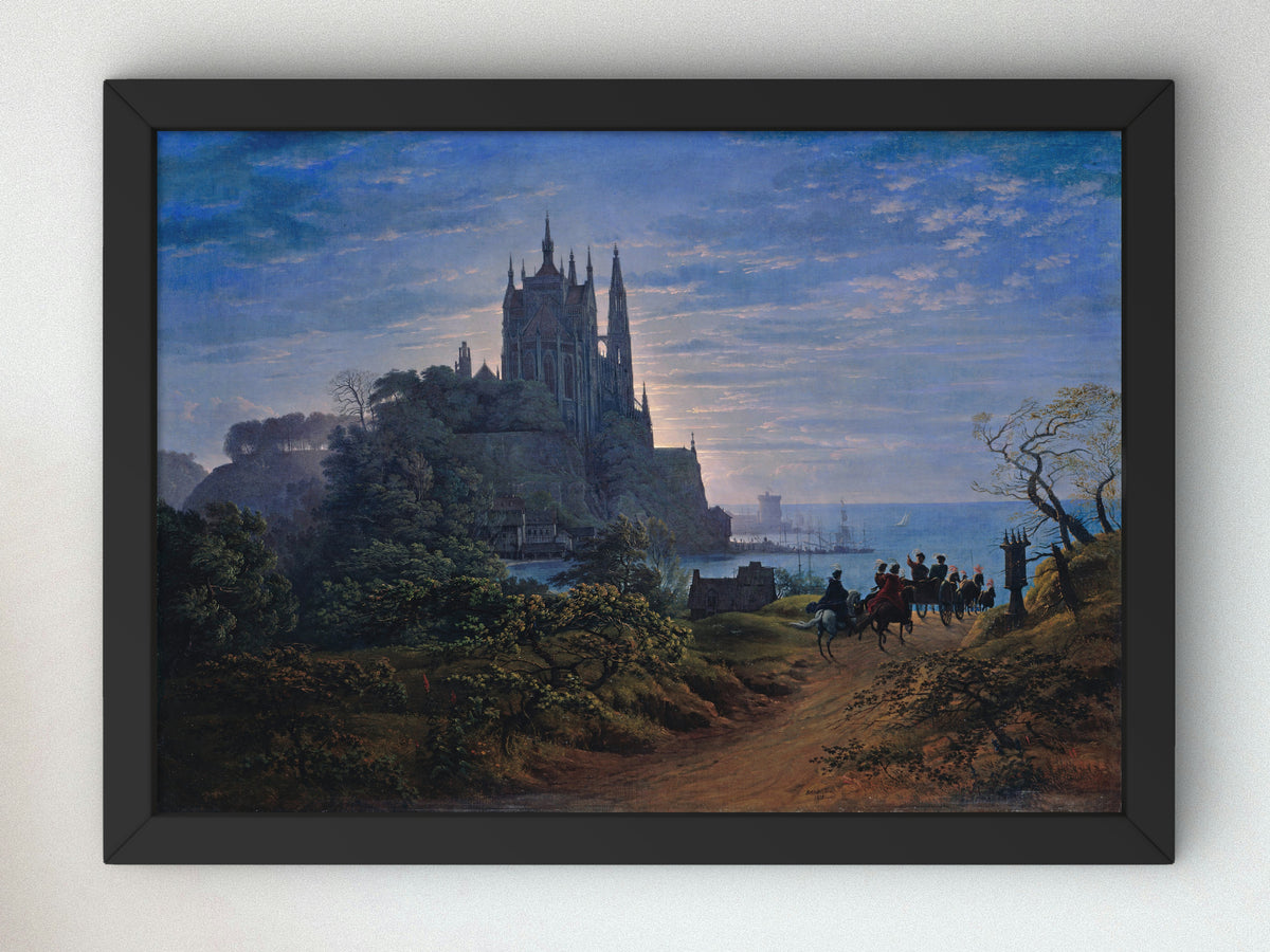 Gothic Church on a Rock by the Sea by Karl Friedrich Schinkel 1815, Wall Art Print, Fine Art Reproduction, Museum Quality Decor, Poster