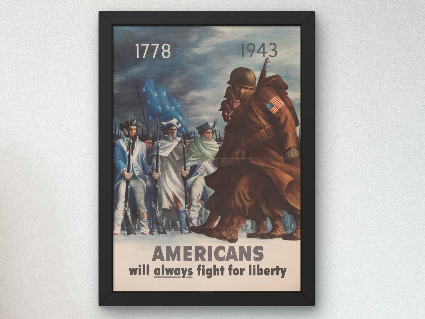 Americans Will Always Fight for Liberty by Bernard Perlin 1943, Wall Art Print, Fine Art Reproduction, Museum Quality Decor, Poster