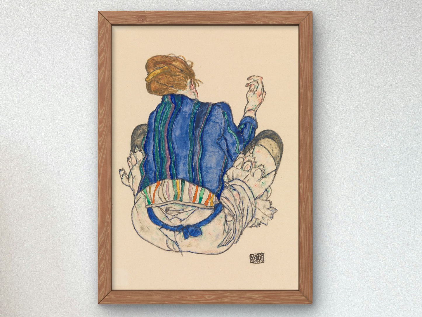 Seated Woman Back View by Egon Schiele 1917, Wall Art Print, Fine Art Reproduction, Museum Quality Decor, Poster