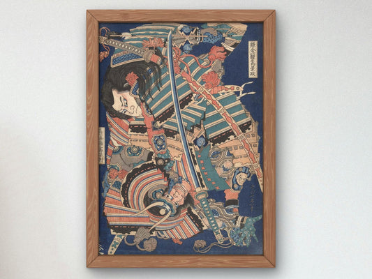 Fighting Heroes by Katsushika Hokusai, 1832, Japanese Woodblock Prints, fine art print