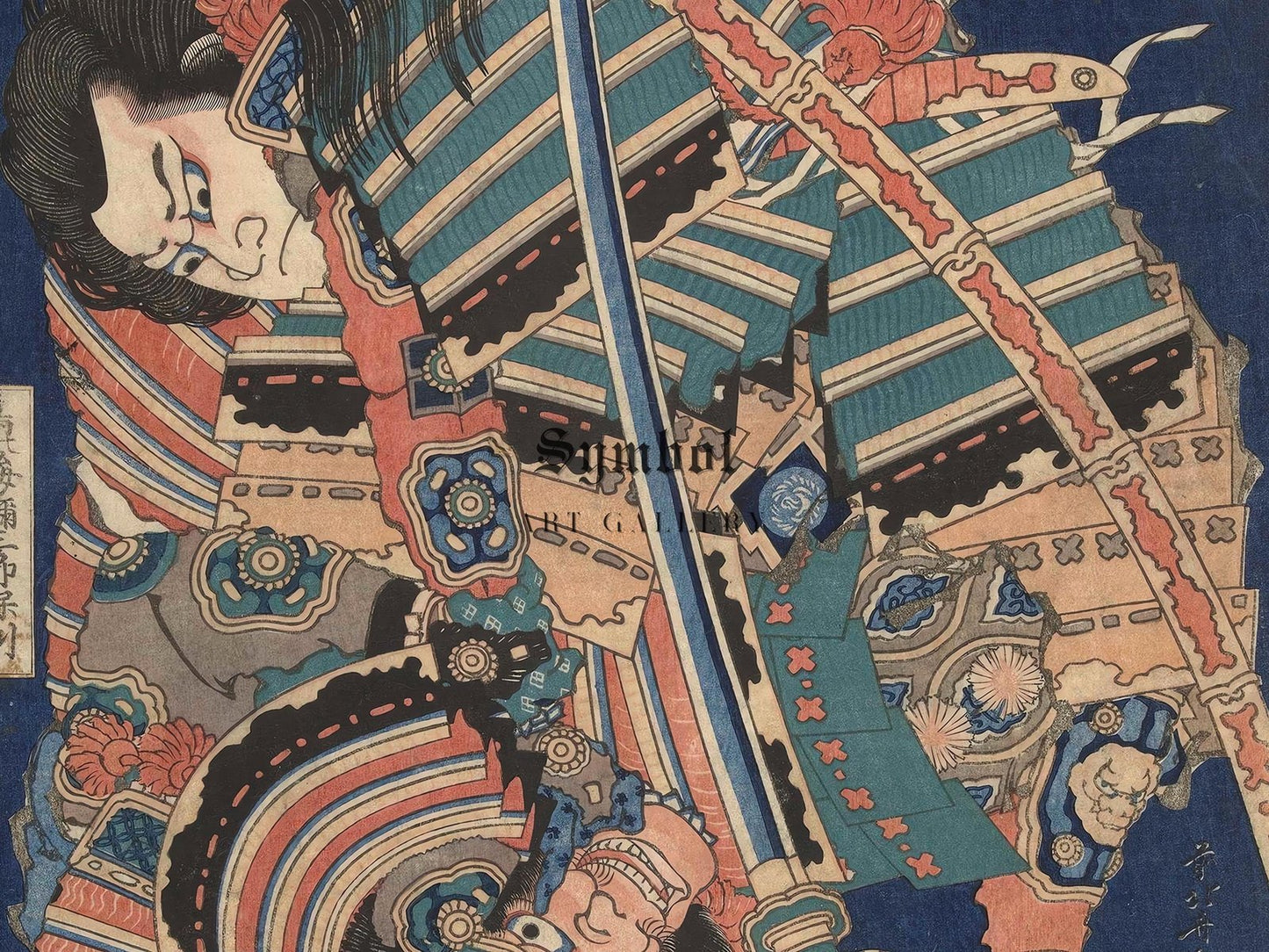 Fighting Heroes by Katsushika Hokusai, 1832, Japanese Woodblock Prints, fine art print