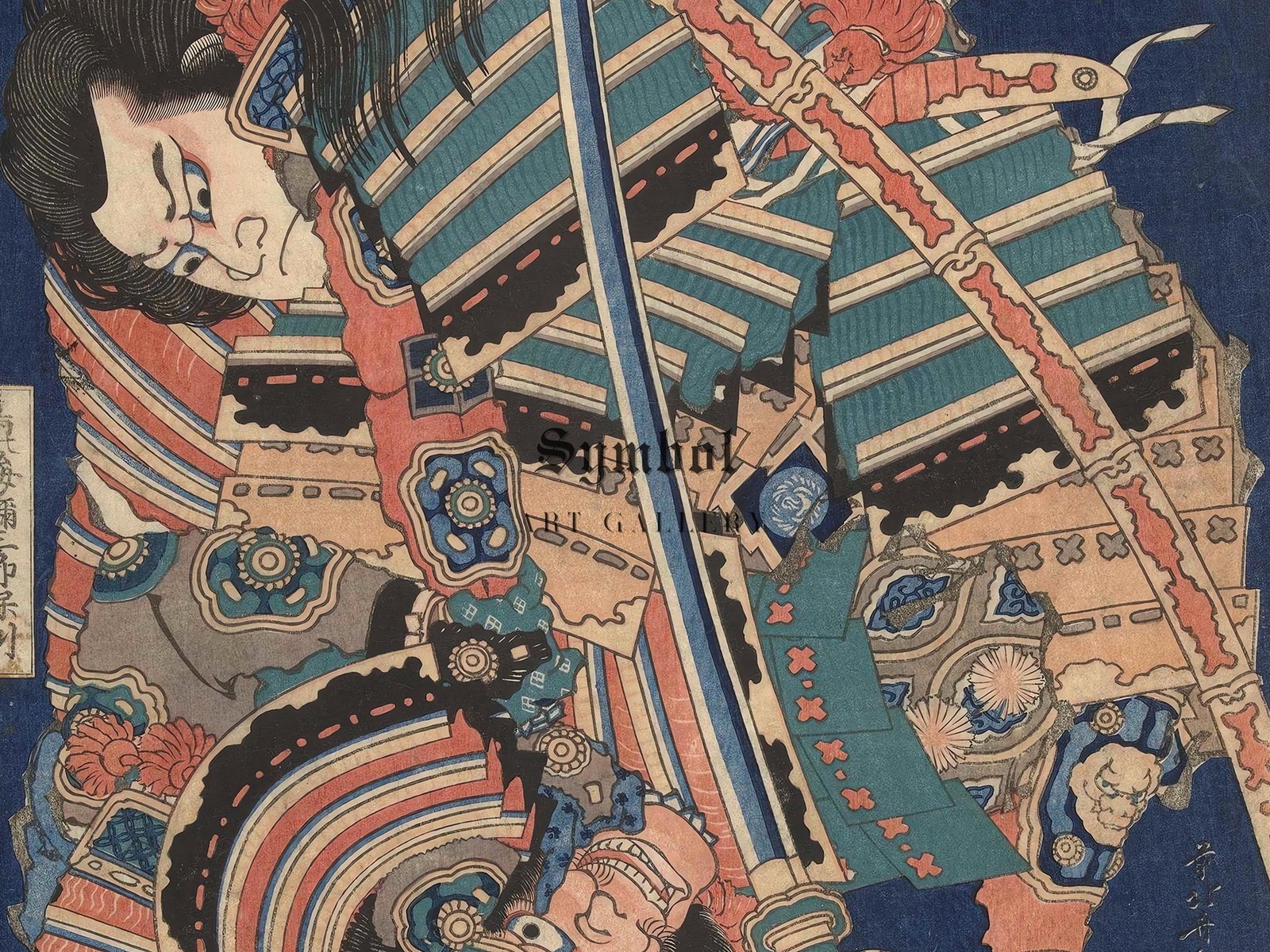 Fighting Heroes by Katsushika Hokusai, 1832, Japanese Woodblock Prints, fine art print