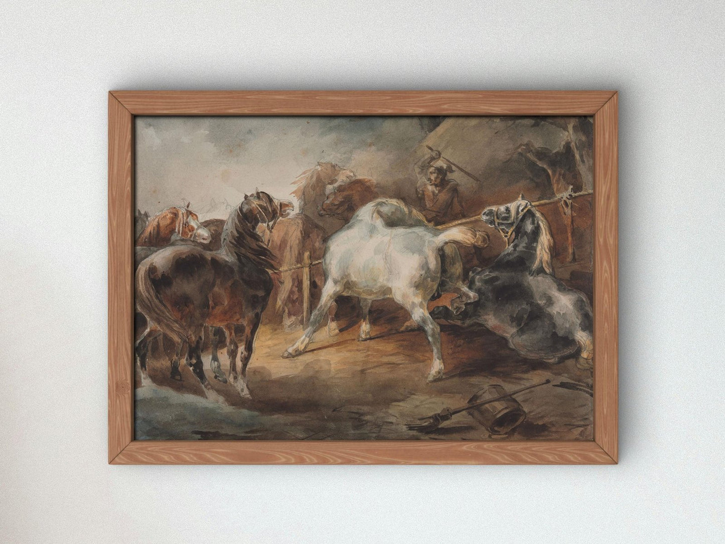 Fighting Horses by Theodore Gericault, 1820, Romanticism, fine art print