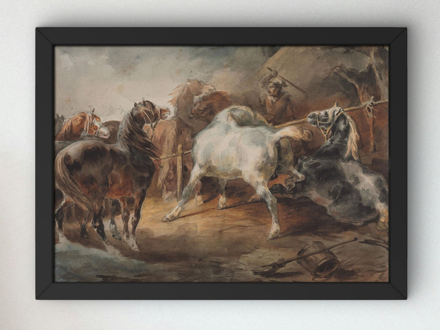 Fighting Horses by Theodore Gericault, 1820, Romanticism, fine art print