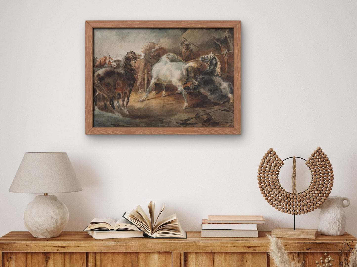 Fighting Horses by Theodore Gericault, 1820, Romanticism, fine art print