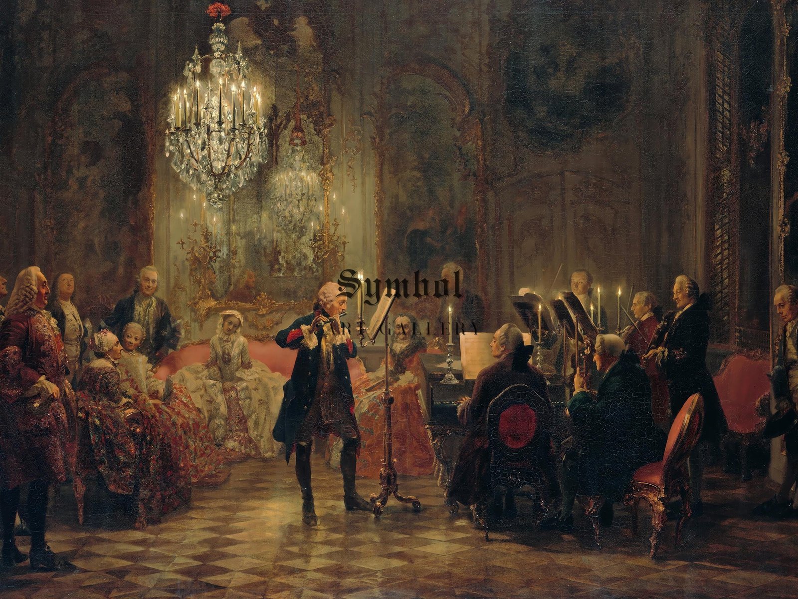 Flute Concert with Frederick the Great in Sanssouci by Adolph von Menzel, 1850, Realism and Naturalism fine art print