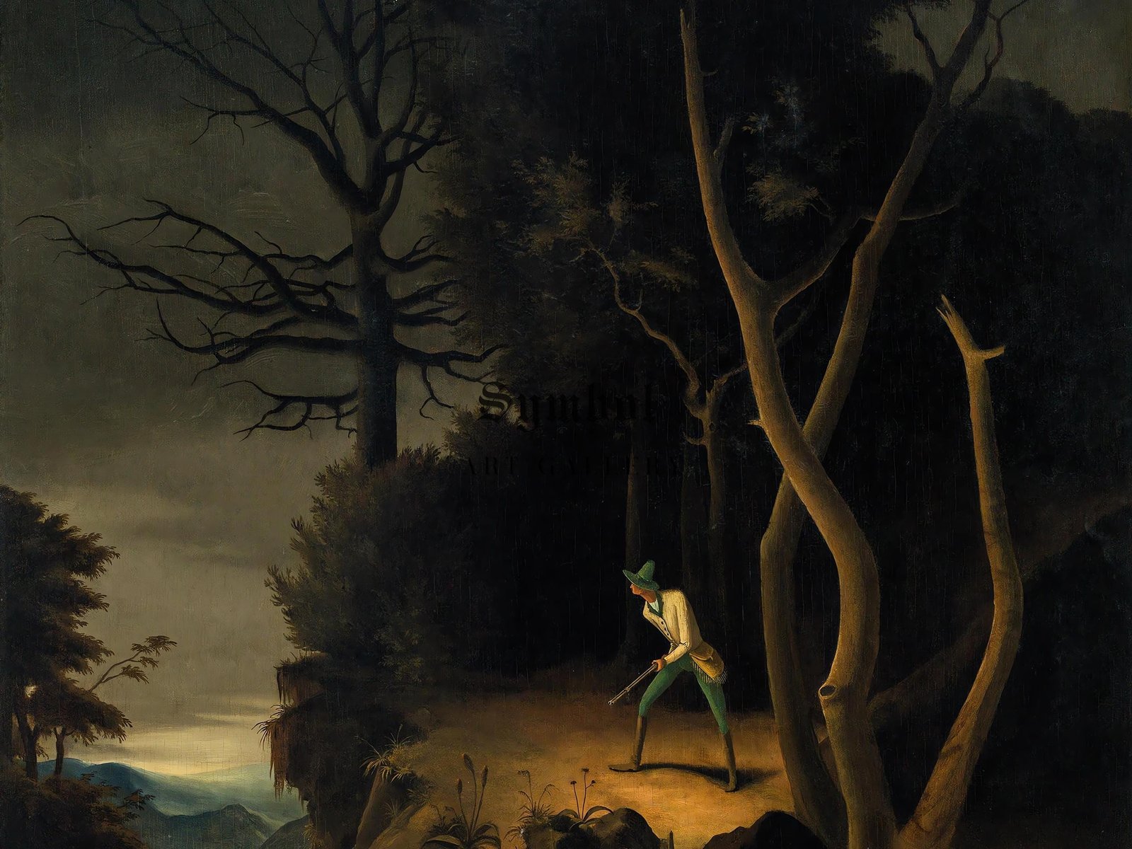 Forest Landscape with a Hunter by Franz Sedlacek, 1928, Expressionism, fine art print
