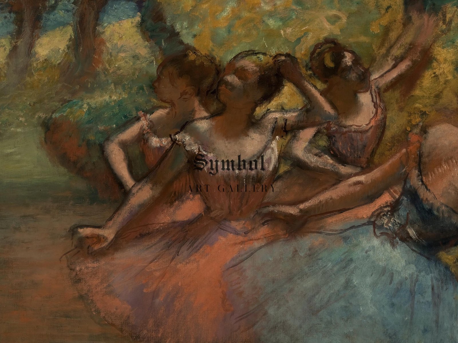 Four Ballet Dancers on Stage by Edgar Degas, 1890, Impressionism, fine art print