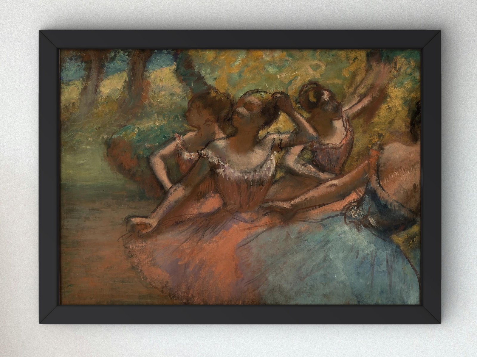 Four Ballet Dancers on Stage by Edgar Degas, 1890, Impressionism, fine art print