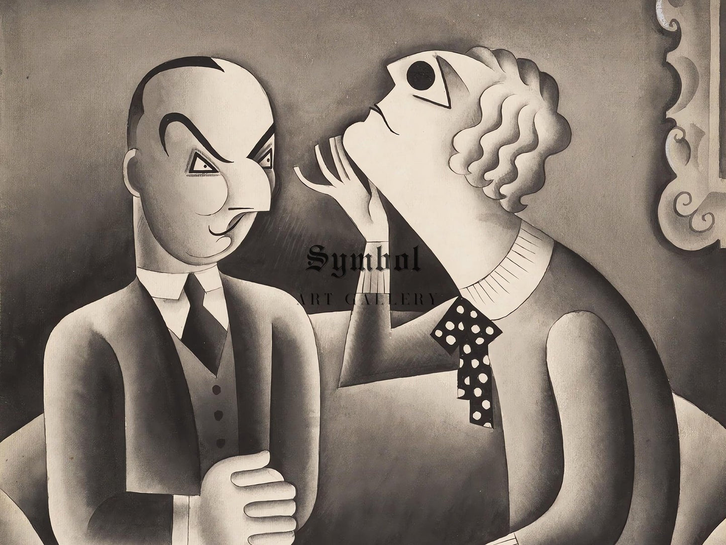 Frank Conroy and Ethel Barrymore in The Silver Cord by Miguel Covarrubias, 1926, Art Deco and American Modernism, fine art print