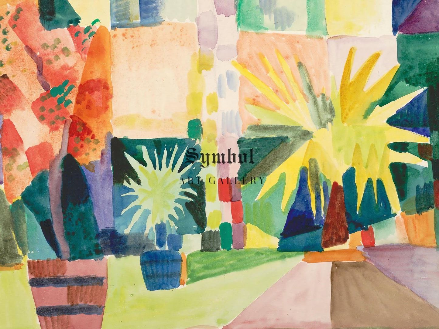 Garden on Lake Thun by August Macke, 1914, Expressionism and Fauvism, fine art print