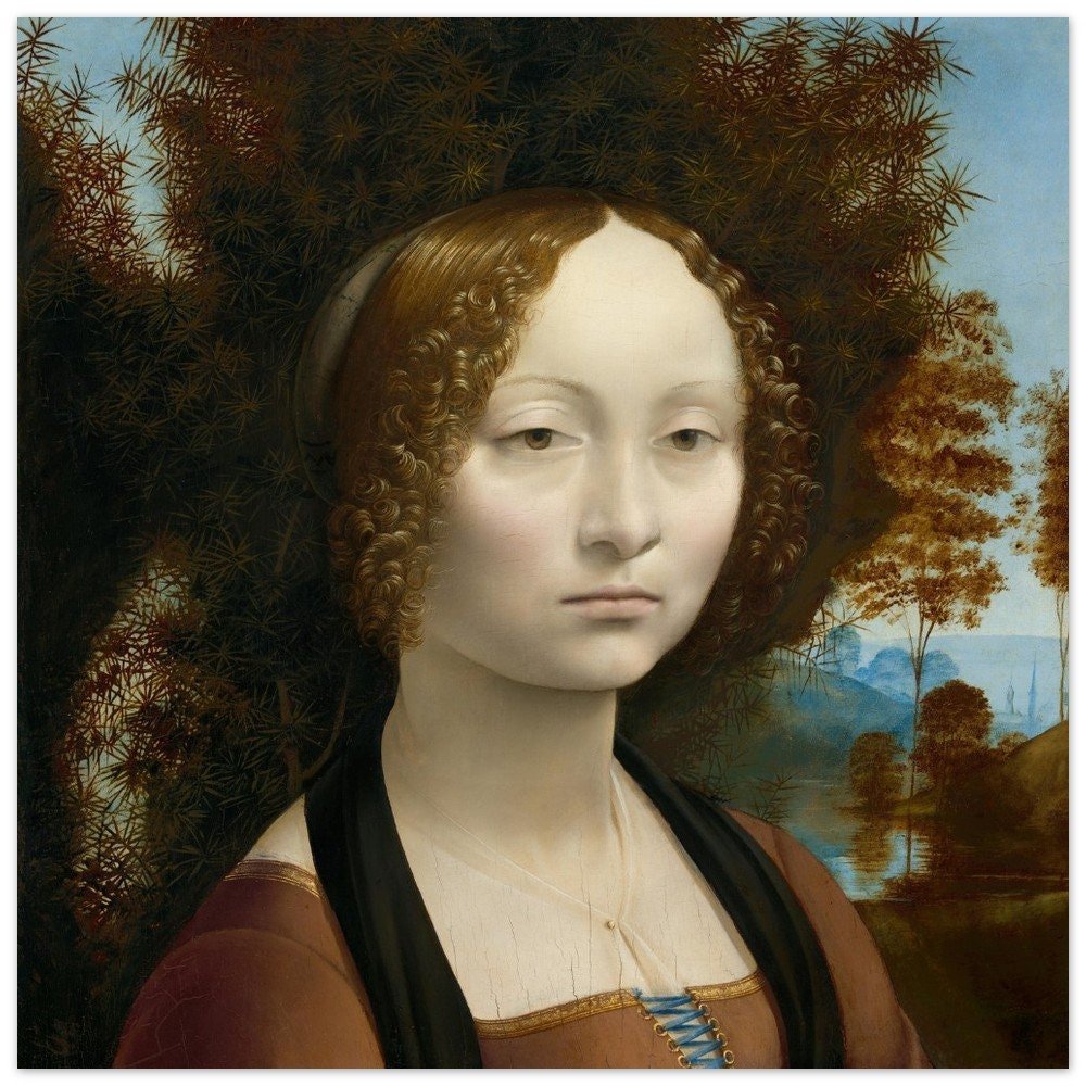 Ginevra de' Benci by Leonardo da Vinci, 1474, Renaissance, fine art print