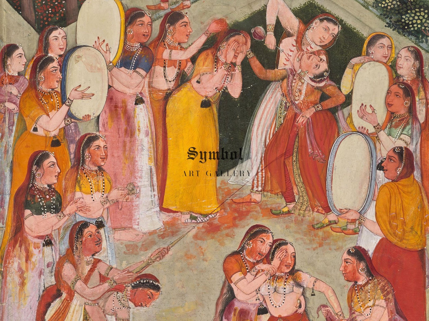 Girls Spraying Each Other at Holi by Mughal School, 1640, Orientalism and Exoticism, fine art print