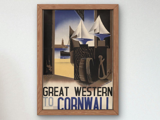 Great Western to Cornwall by Edward McKnight Kauffer, 1932, Art Deco design, fine art print