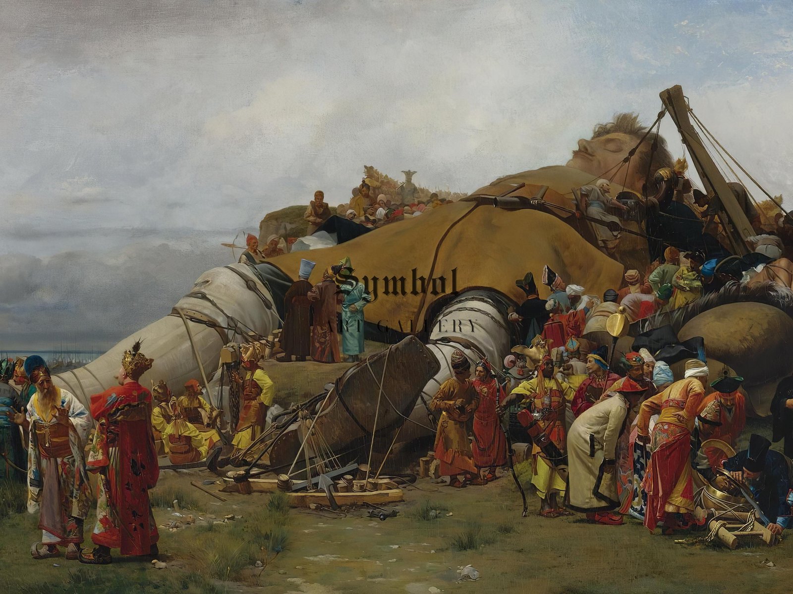 Gulliver and the Lilliputians by Jehan-Georges Vibert, 1870, Realism and Naturalism, fine art print
