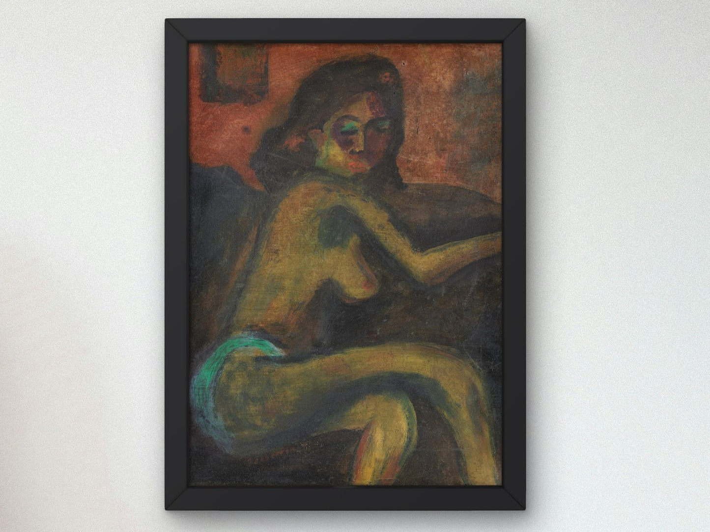 Half-Naked Woman by Max Pechstein, 1910, Expressionism and Fauvism, fine art print