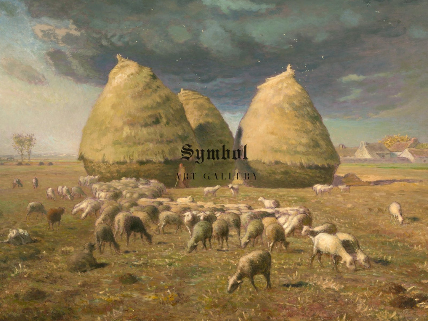 Haystacks, Autumn by Jean-François Millet, 1874, Realism and Naturalism, fine art print
