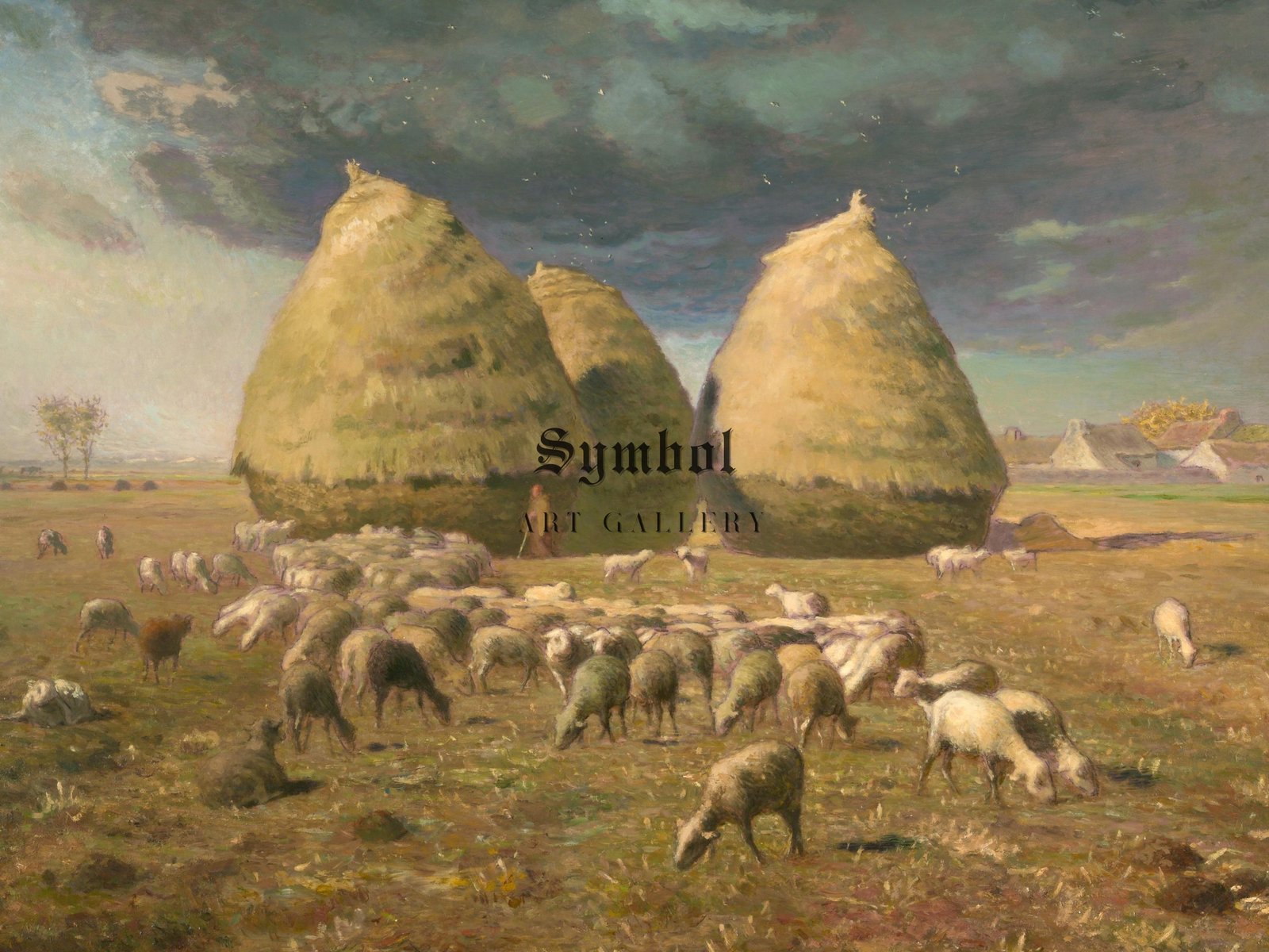 Haystacks, Autumn by Jean-François Millet, 1874, Realism and Naturalism, fine art print
