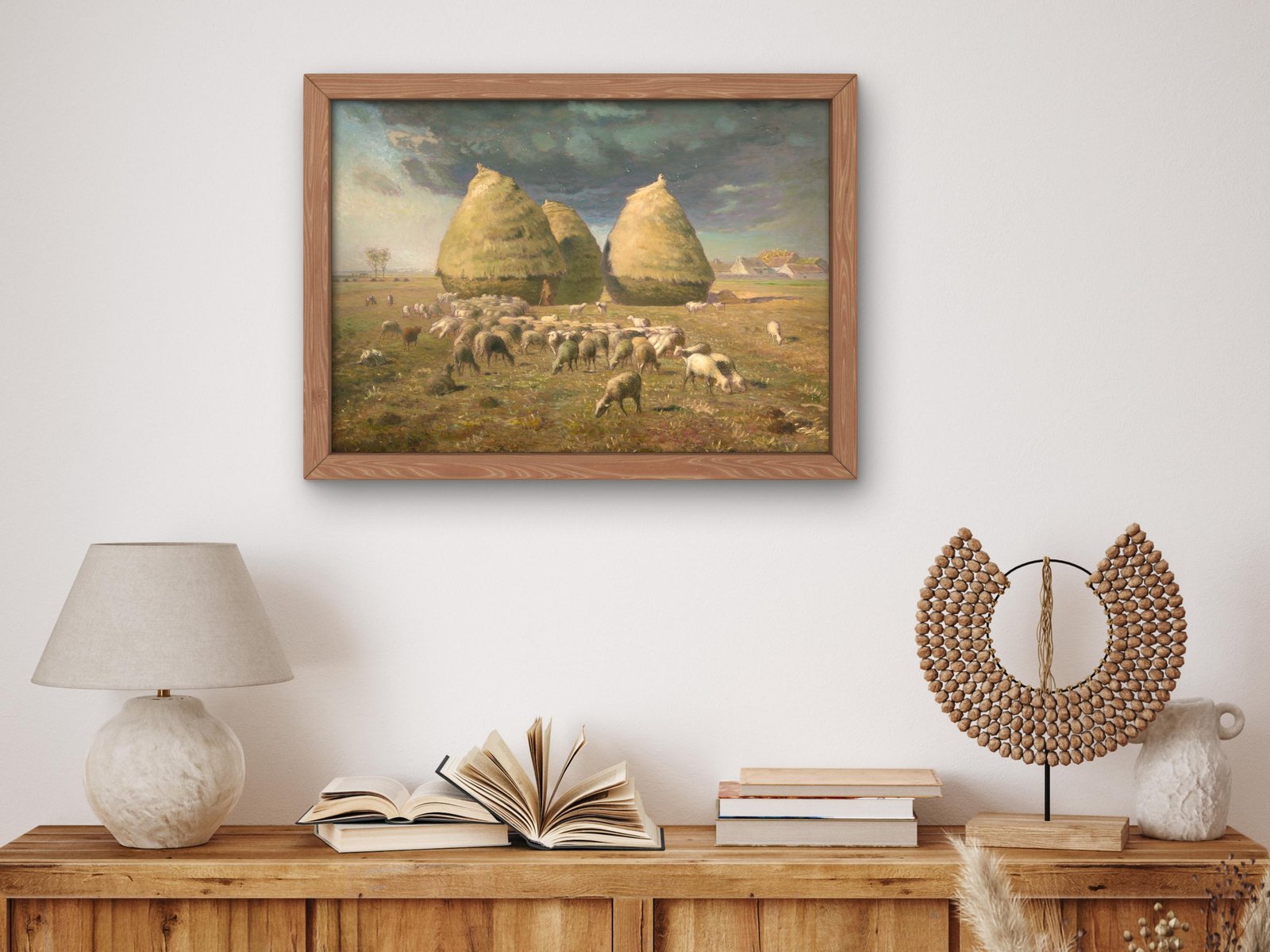 Haystacks, Autumn by Jean-François Millet, 1874, Realism and Naturalism, fine art print