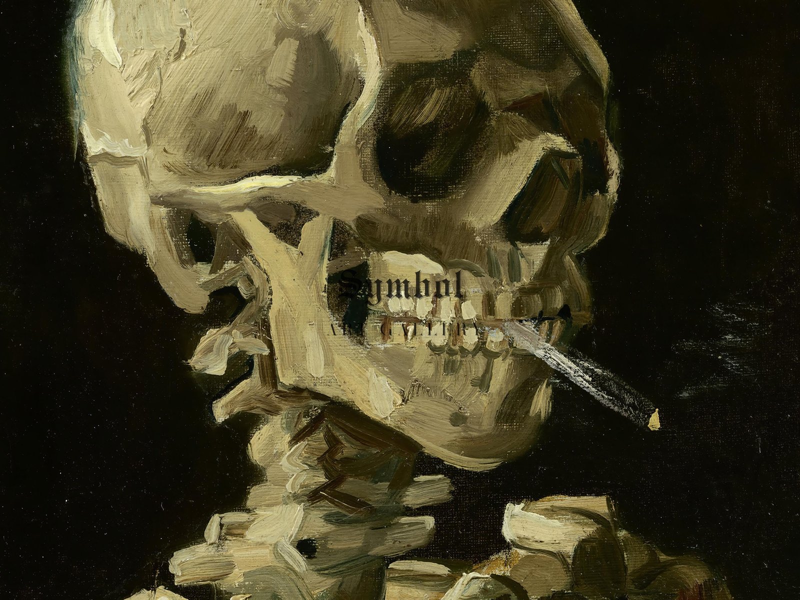 Head of a Skeleton with a Burning Cigarette by Vincent van Gogh, 1886, Post-Impressionism, fine art print