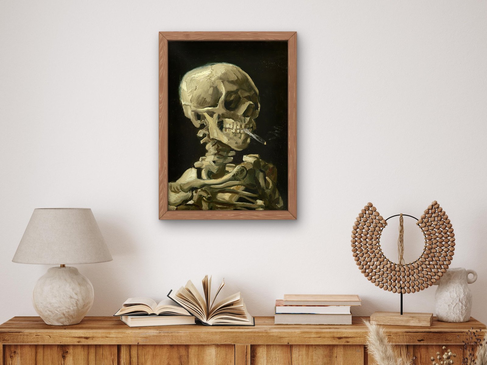 Head of a Skeleton with a Burning Cigarette by Vincent van Gogh, 1886, Post-Impressionism, fine art print