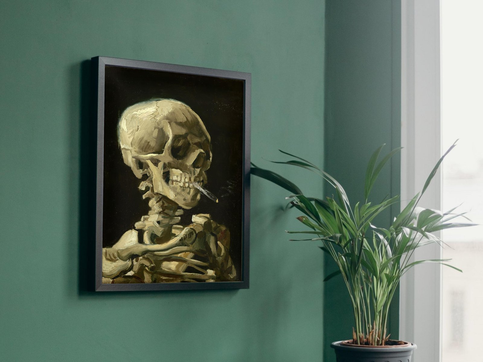 Head of a Skeleton with a Burning Cigarette by Vincent van Gogh, 1886, Post-Impressionism, fine art print