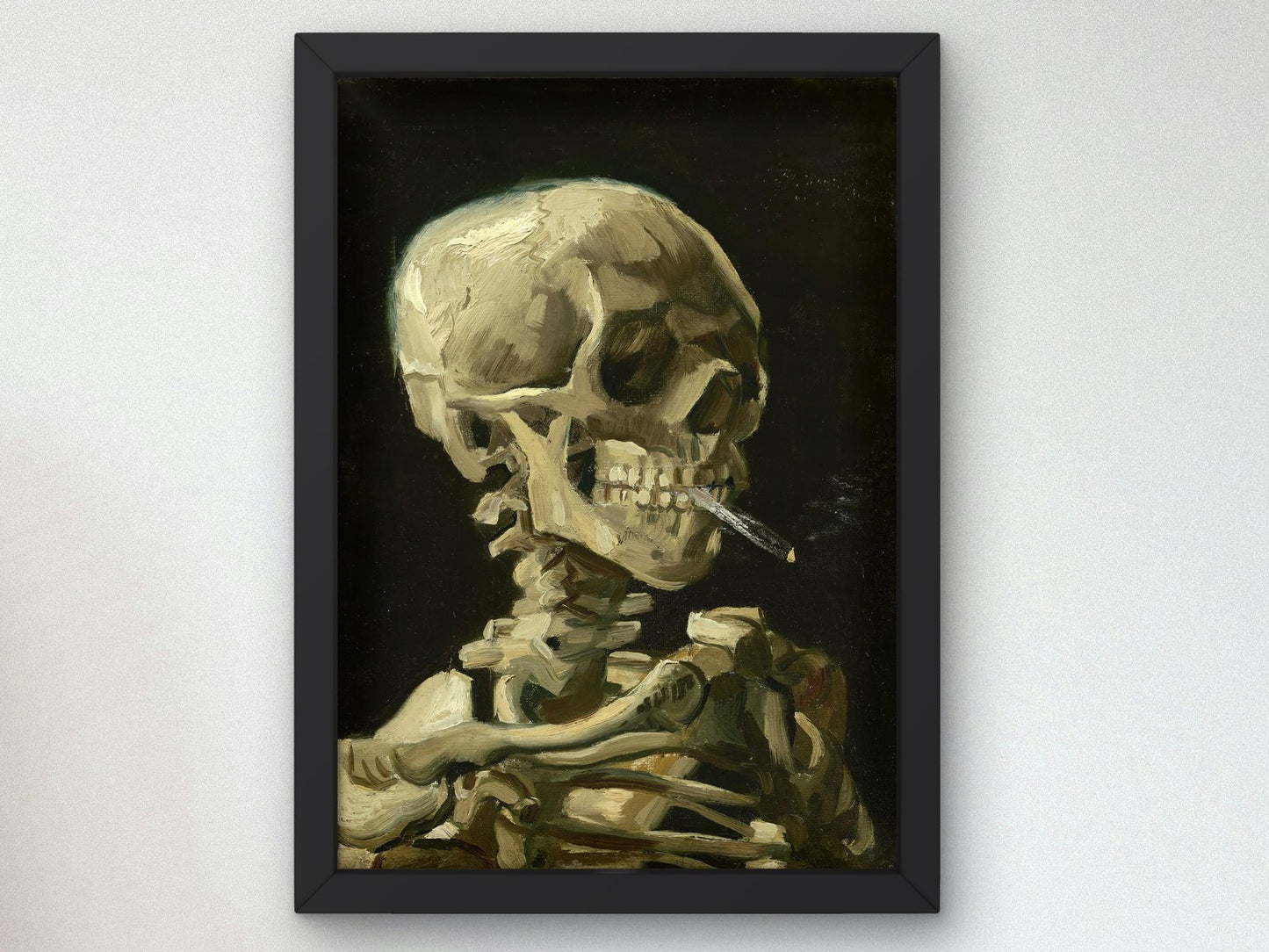 Head of a Skeleton with a Burning Cigarette by Vincent van Gogh, 1886, Post-Impressionism, fine art print