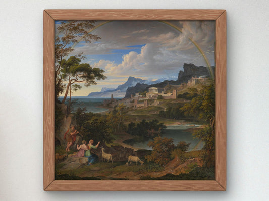 Heroic Landscape with Rainbow by Joseph Anton Koch, 1824, Romanticism and Classical Landscapes, fine art print