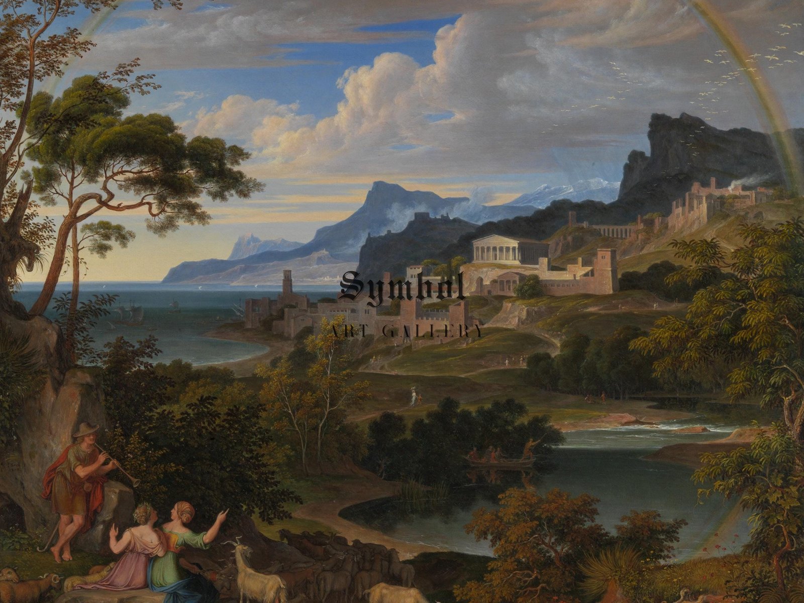 Heroic Landscape with Rainbow by Joseph Anton Koch, 1824, Romanticism and Classical Landscapes, fine art print