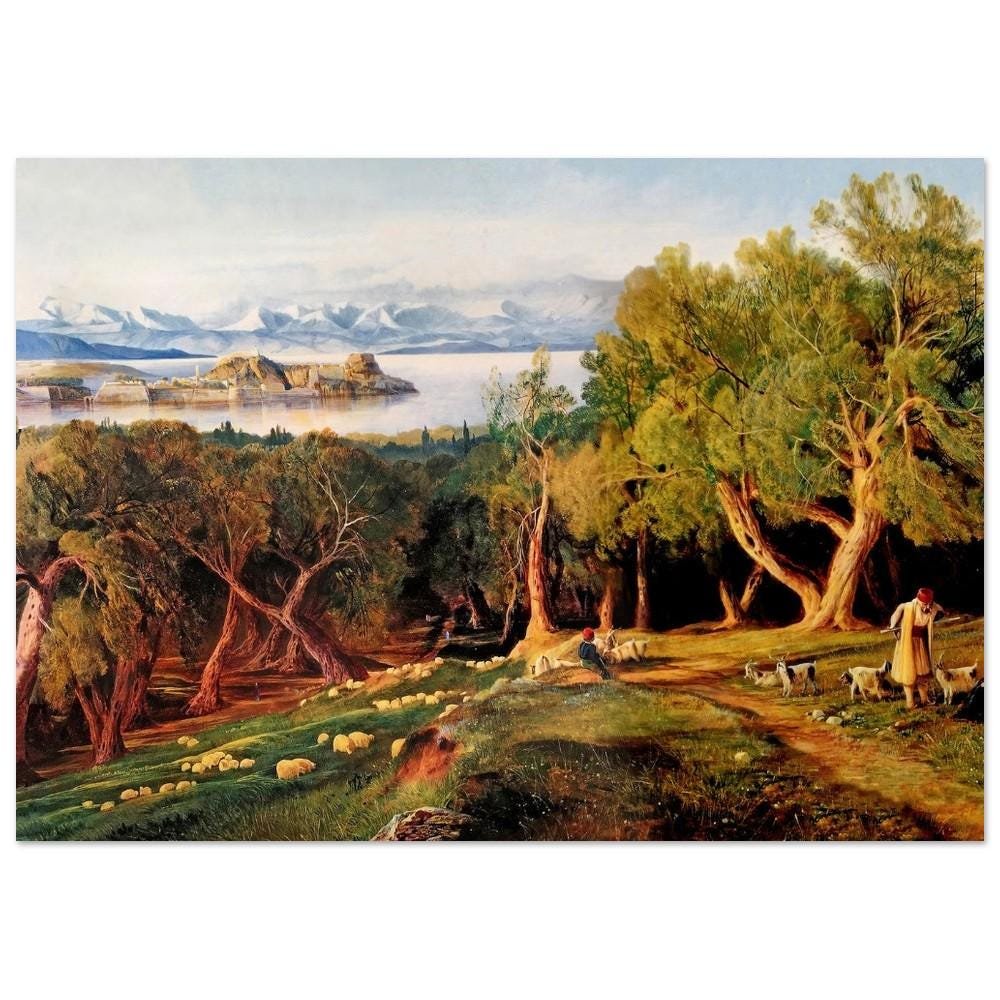 High view of Corfu by Edward Lear, 1859, Romanticism and Classical Landscapes, fine art print