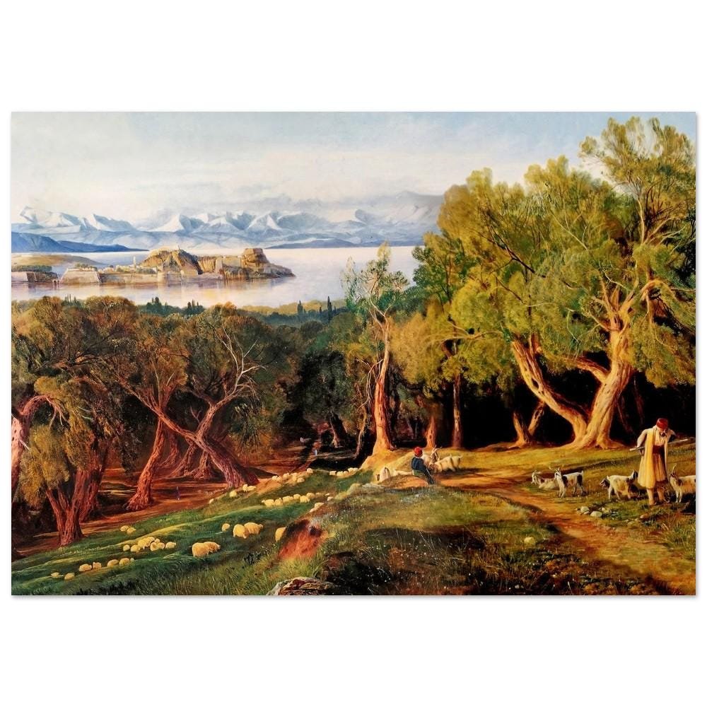 High view of Corfu by Edward Lear, 1859, Romanticism and Classical Landscapes, fine art print