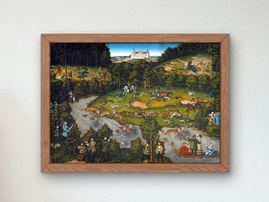 Hunting near Hartenfels Castle by Lucas Cranach the Elder, 1540, Renaissance, fine art print