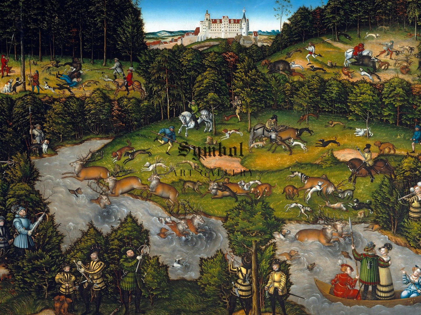 Hunting near Hartenfels Castle by Lucas Cranach the Elder, 1540, Renaissance, fine art print