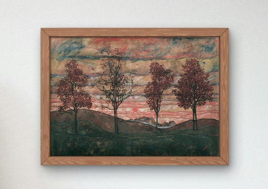 Four Trees by Egon Schiele 1917, Art Print, Museum Quality Oil Painting print, home decor wall art, Housewarming Home Gift, Elegant Poster