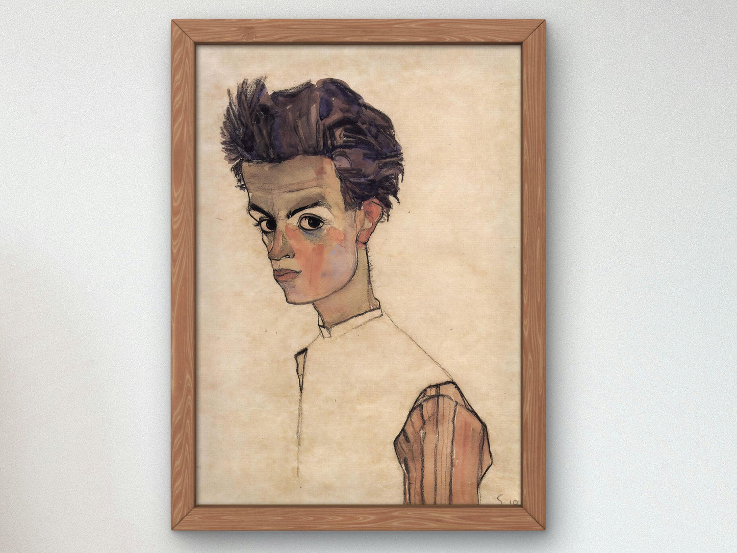 Self-Portrait, 1910 by Egon Schiele 1910, Art Print, Museum Quality Oil Painting print, home decor wall art, Housewarming Home Gift, Elegant Poster