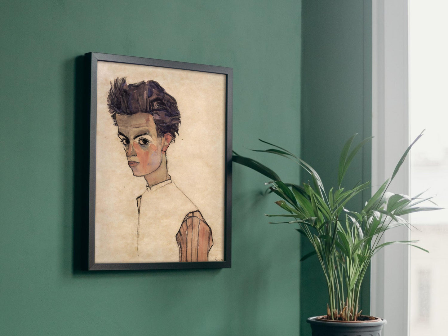 Self-Portrait, 1910 by Egon Schiele 1910, Art Print, Museum Quality Oil Painting print, home decor wall art, Housewarming Home Gift, Elegant Poster