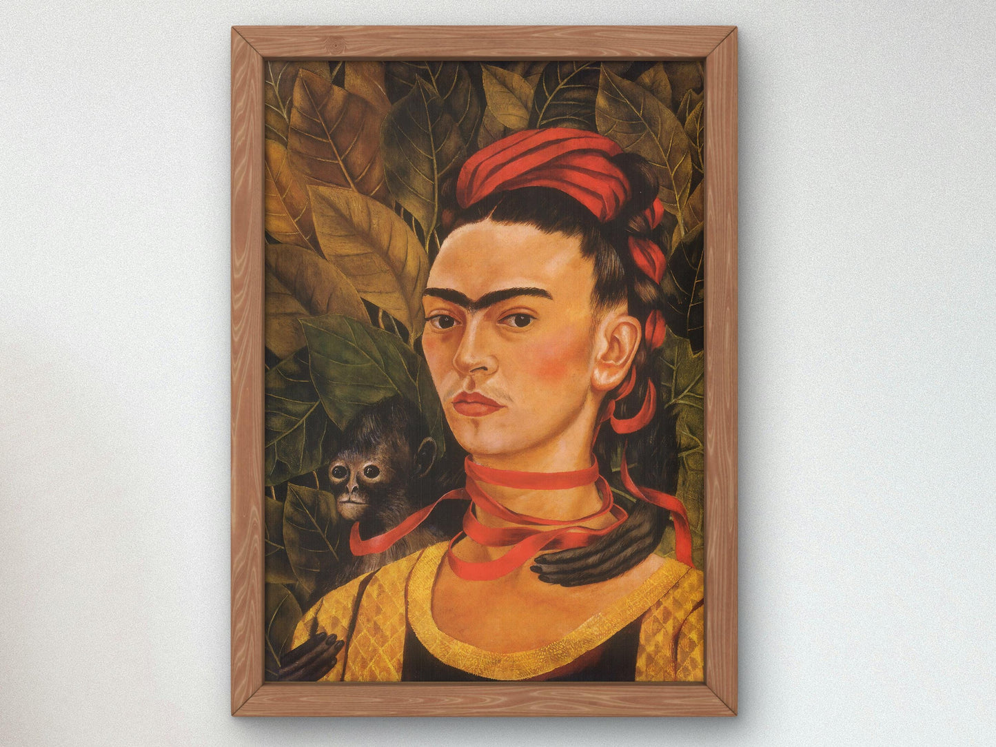 Self-Portrait with Monkey by Frida Kahlo 1940, Art Print Museum Quality Oil Painting print, home decor wall art Housewarming Home Gift Poster