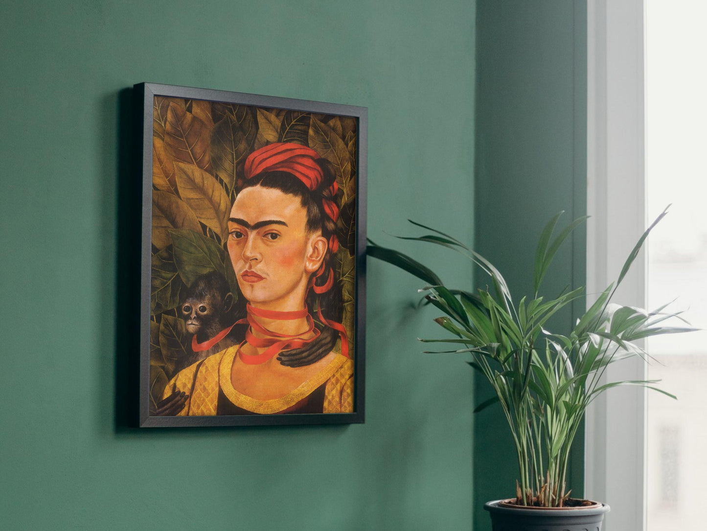 Self-Portrait with Monkey by Frida Kahlo 1940, Art Print Museum Quality Oil Painting print, home decor wall art Housewarming Home Gift Poster