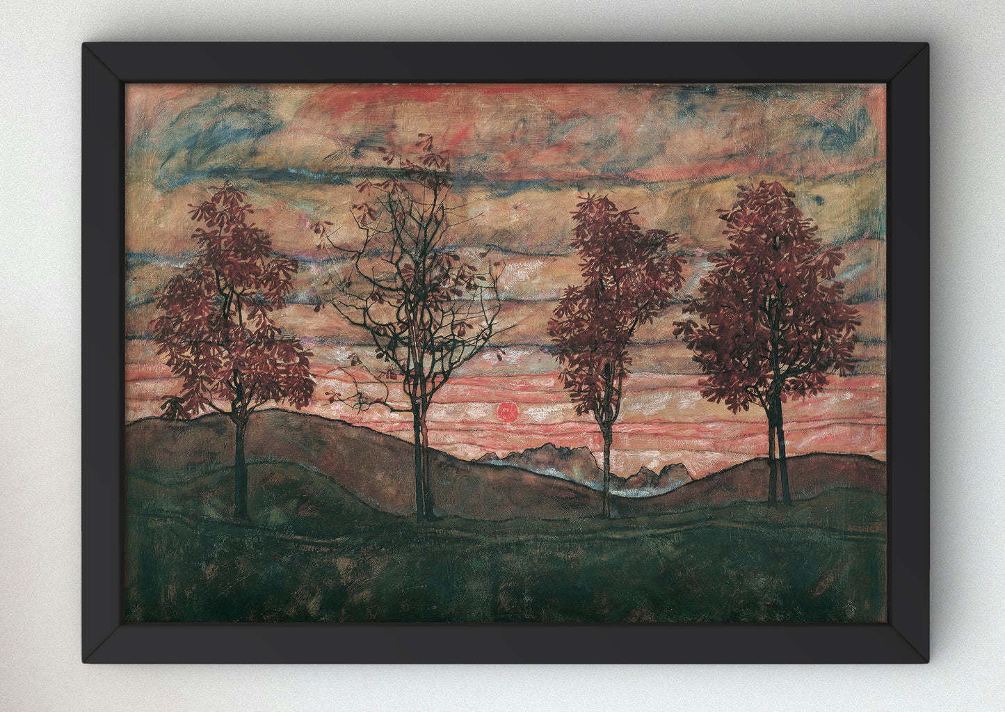 Four Trees by Egon Schiele 1917, Art Print, Museum Quality Oil Painting print, home decor wall art, Housewarming Home Gift, Elegant Poster