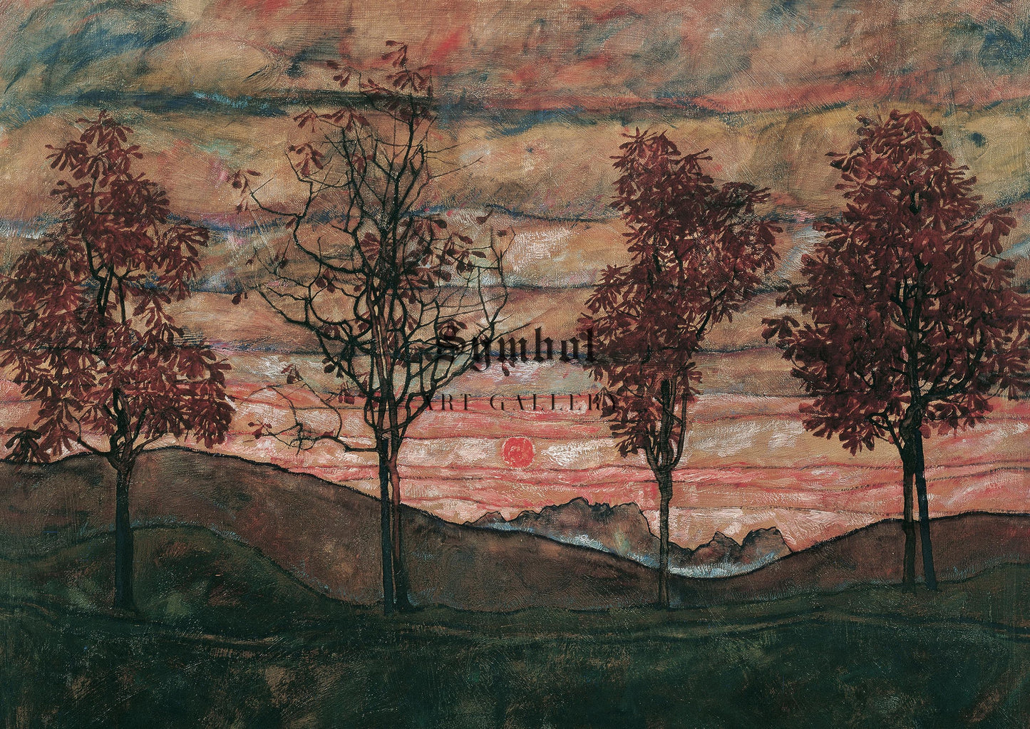 Four Trees by Egon Schiele 1917, Art Print, Museum Quality Oil Painting print, home decor wall art, Housewarming Home Gift, Elegant Poster