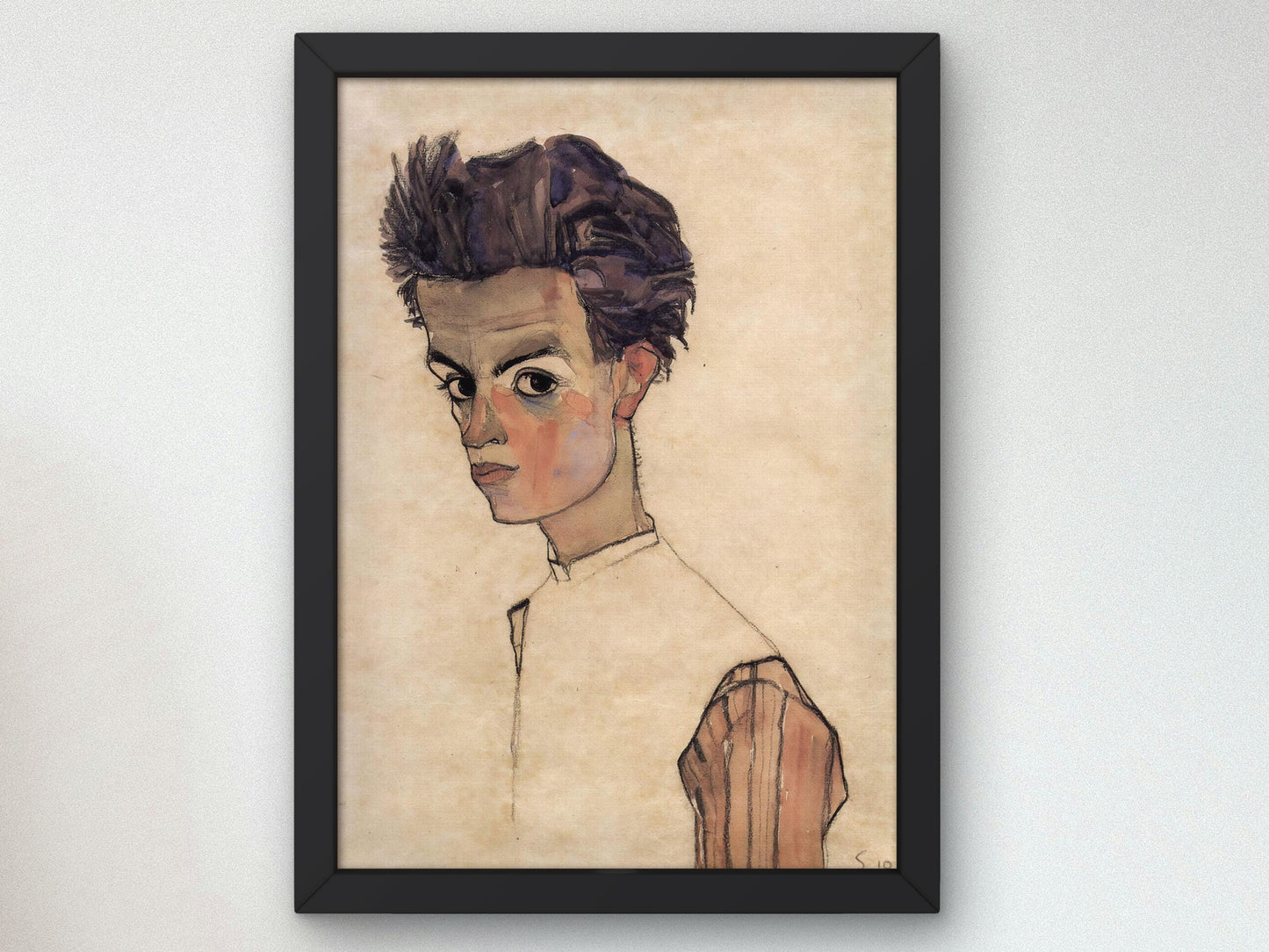 Self-Portrait, 1910 by Egon Schiele 1910, Art Print, Museum Quality Oil Painting print, home decor wall art, Housewarming Home Gift, Elegant Poster