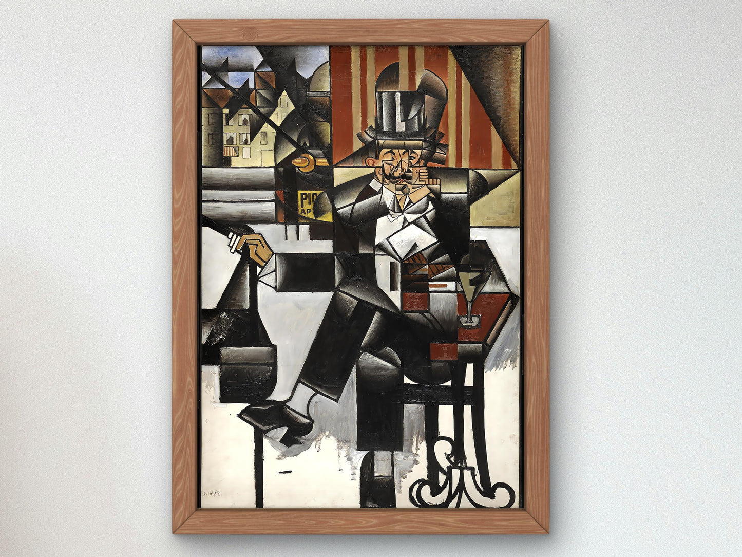 Man in a Café by Juan Gris 1912, Museum Quality Oil Painting, Modern Art home decor, wall art