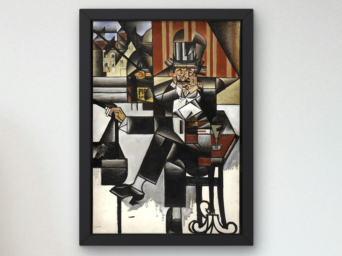 Man in a Café by Juan Gris 1912, Museum Quality Oil Painting, Modern Art home decor, wall art